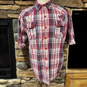 Raider‎ Jean Co Red and Blue Plaid Shirt men’s size XXL